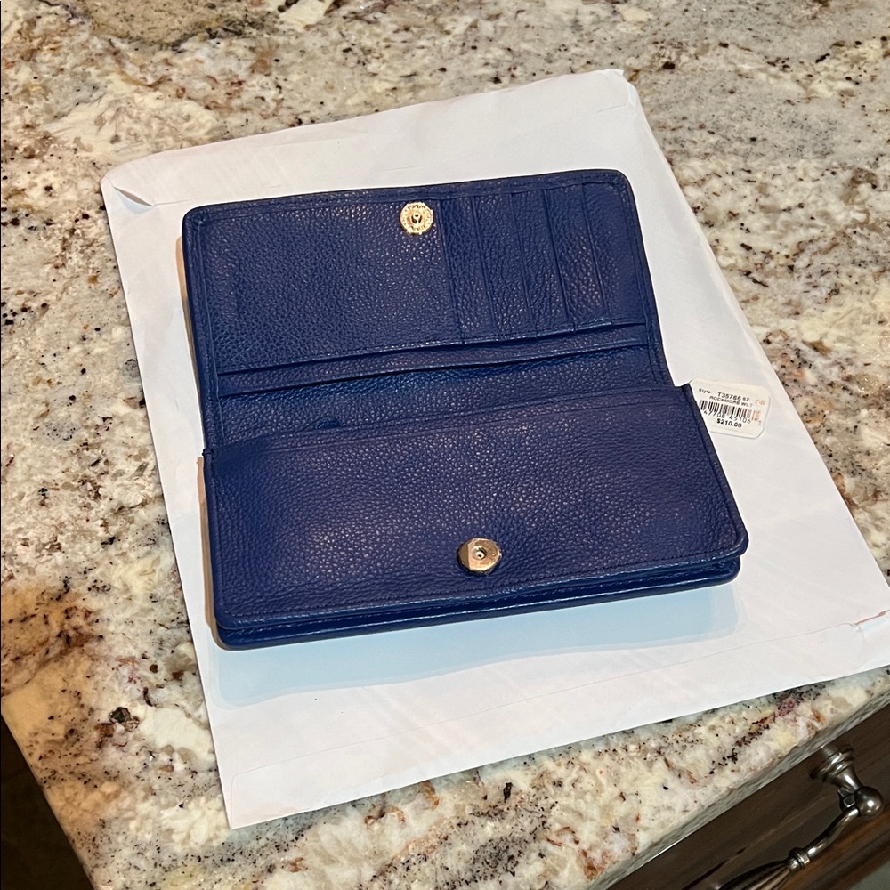 Brighton Navy Embossed Love Wallet - Picture 2 of 6